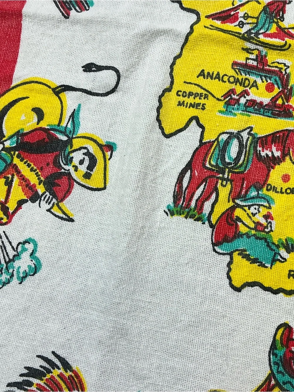Vintage Montana land of shining mountains 1950s souvenir tablecloth 31x36